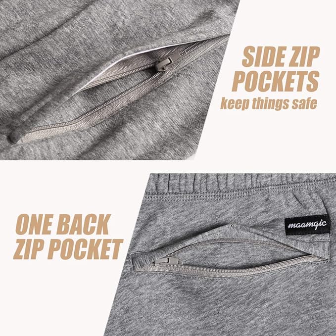 maamgic Mens Athletic Gym Shorts 5.5" Elastic Waist Casual Pajama Pocket Jogger Men Workout Short Pants