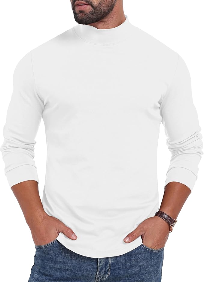 Sailwind Men's Mock Turtleneck Long Sleeve Shirt Cotton Basic Thermal Undershirt Lightweight Pullover