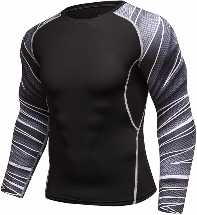 Men's Soft Slim Long Sleeve Dry-Fit Compression Gym Trainning Shirt