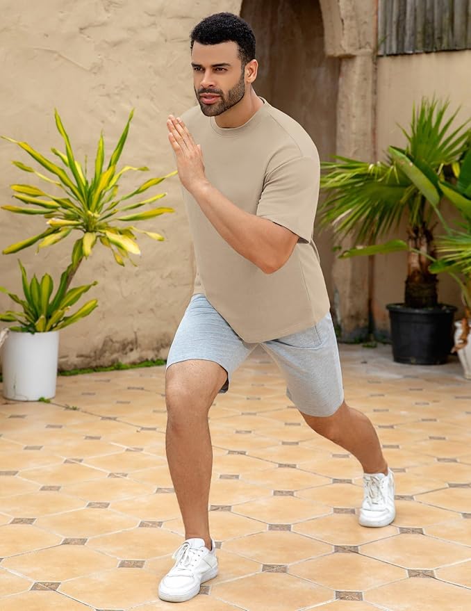 Mens Oversize Short Sleeve T-Shirts Loose Fit Solid Color Lightweight Tee Shirt Athletic Dry Fit Top