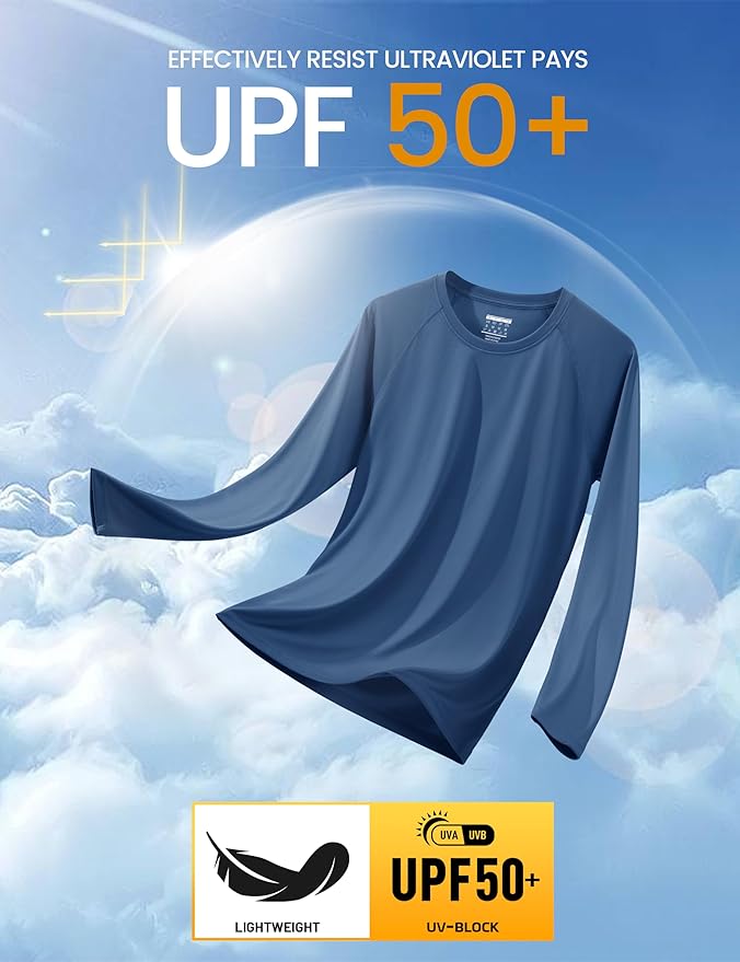 MAGCOMSEN Men's Long Sleeve Shirts UPF 50+ UV Sun Protection Athletic Shirts for Hiking Running Workout Rash Guard