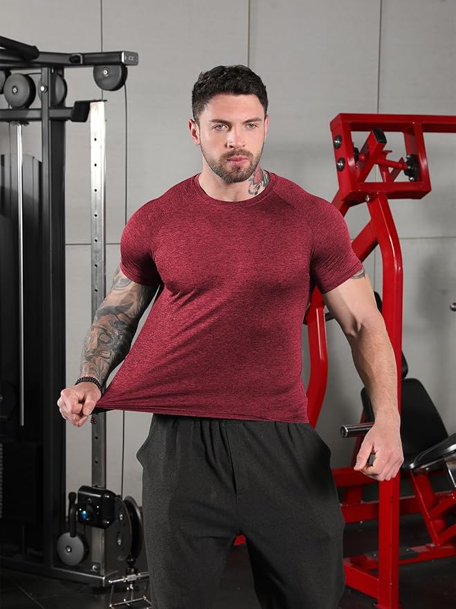 Sumolux 5 Pack Men’s Active Crew Neck T Shirts Quick Dry Athletic Running Gym Workout Short Sleeve Tee Tops Bulk