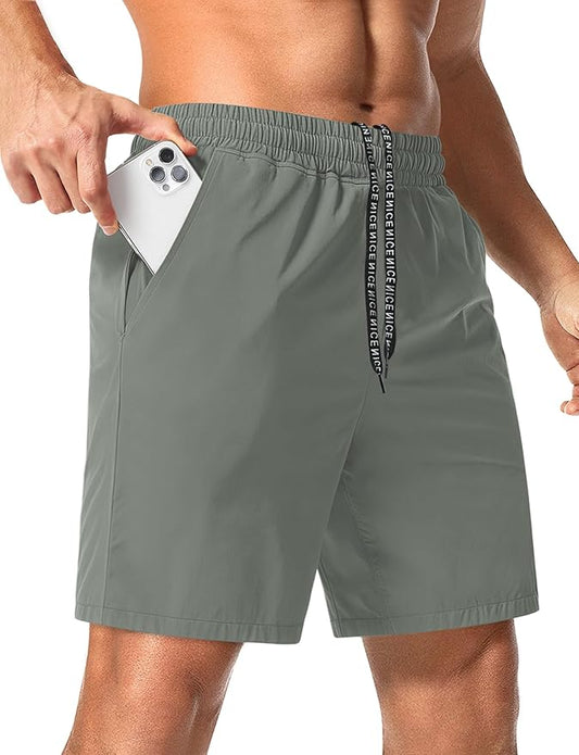 Aolesy Men's 5''/7'' Running Shorts Quick Dry Workout Gym Shorts with Pockets, Tennis Training Athletic（Linerless & Liner）