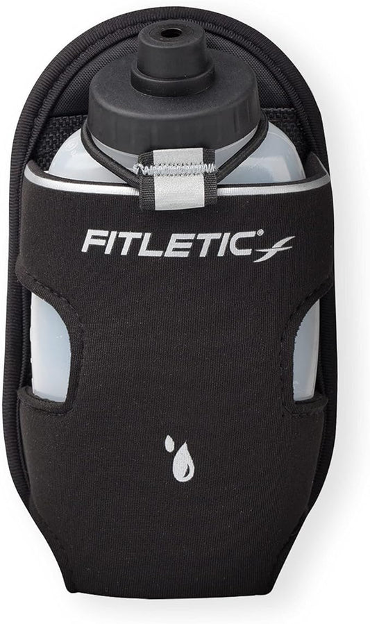 Fitletic 8-ounce Sport Water Bottle with Holster Attachable to Belts. No-Bite Cap Quick Hydration for Daily Running, Marathon, Triathlon