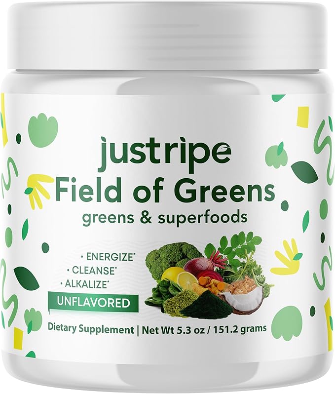 Field of Greens Superfood Powder with Organic Spirulina, Chlorella, Beet Root Powder - Bacillus Coagulans Probiotic, A Plant-Based Mix Supporting Gut Health, Immunity, 28 Scoops - Unflavored