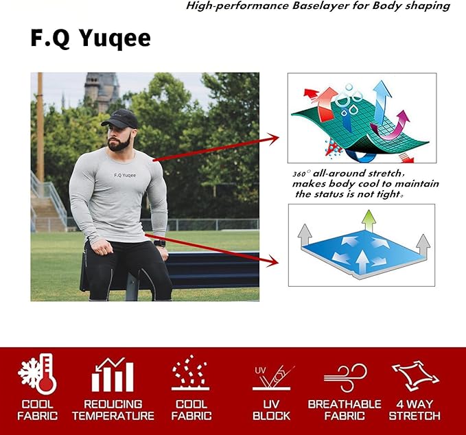 Men's Soft Slim Long Sleeve Dry-Fit Compression Gym Trainning Shirt