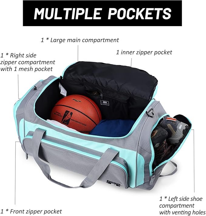 MIER Large Duffel Bag Men's Gym Bag with Shoe Compartment, 60L