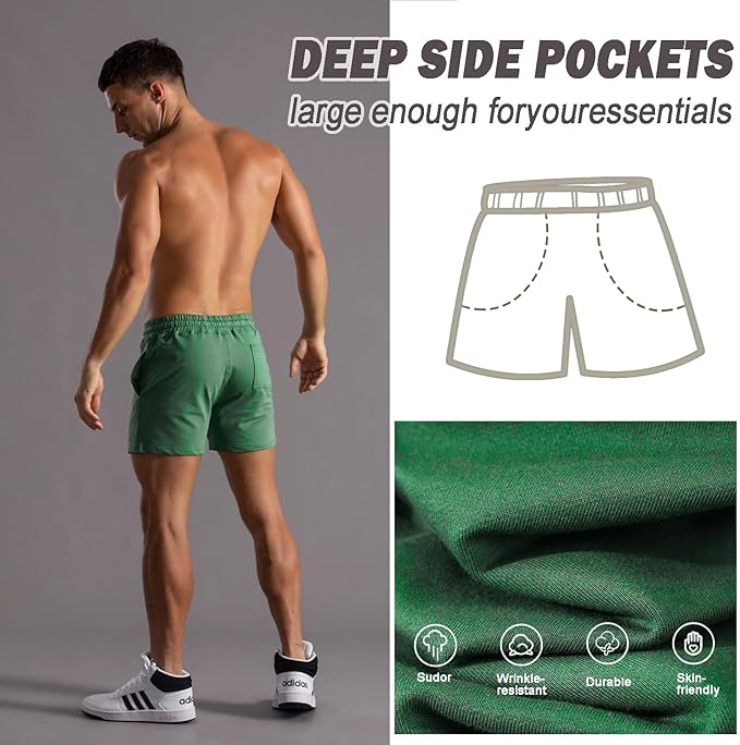 Mens 5 Inch/7 Inch Cotton Shorts Mens Sweat Athletic Shorts for Men Gym Worket Shorts with Pockets