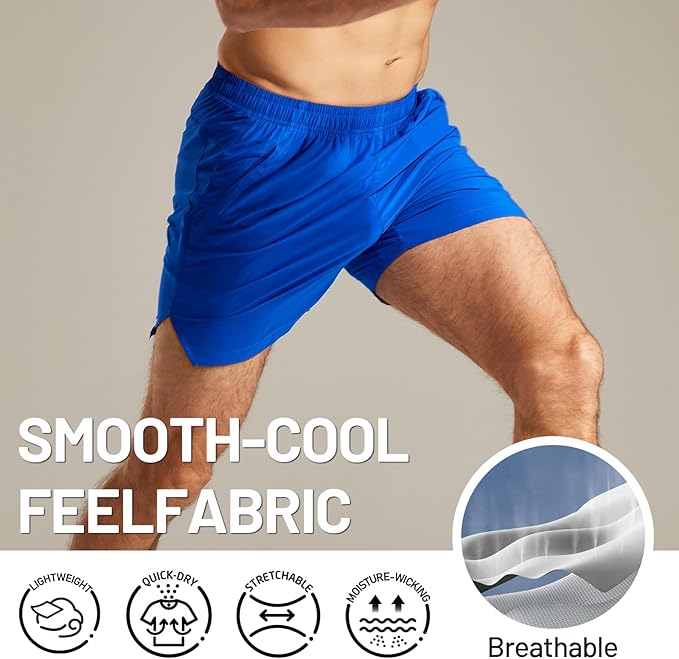 MIER Men's Workout Running Shorts Quick Dry Active 5 Inches Shorts with Pockets, Lightweight, Breathable