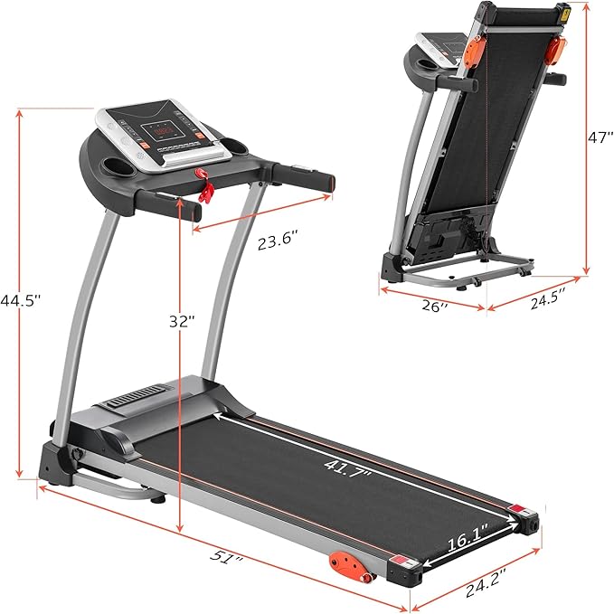 Merax Incline Treadmill with Handle, 3-in-1 Portable Treadmills for Home and Office, Foldable Treadmills with 300 Lbs Weight Capacity, 3.0HP Quiet Walking Treadmill, Quick Speed Button