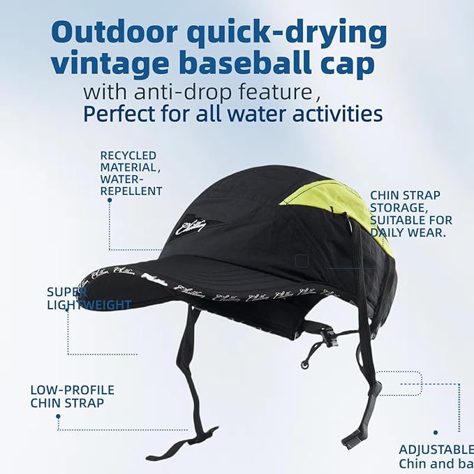 Vintage American-Style Sports Sunscreen Baseball Cap,Outdoor Camping Sunshade Waterproof and Non-Slip Surfing Hat Water Sport