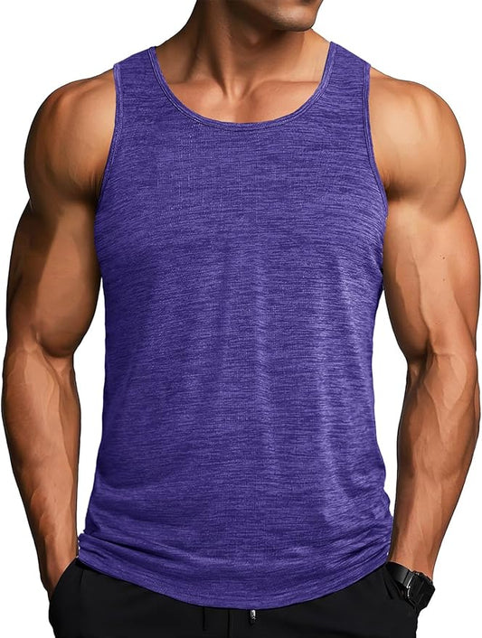 MAGCOMSEN Men's UPF 50+ Tank Top Quick Dry Summer Workout Muscle Sleeveless Shirts for Swim Beach Bodybuilding