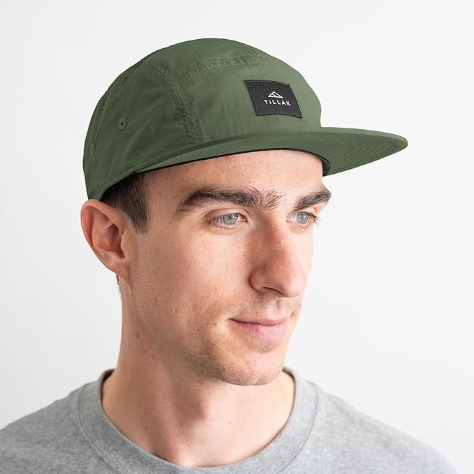 Tillak Wallowa Camp Hat, Lightweight Nylon 5 Panel Cap with Snap Closure