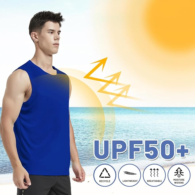 MIER Men's Workout Tank Tops UPF 50+ Swim Shirts Quick Dry Running Sleeveless UV Protection Muscle Tees