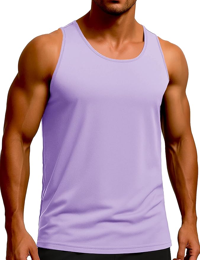 KEFITEVD Men's Workout Tank Tops Sleeveless Quick Dry UPF 80+ Summer Sun Shirts for Running Swim Gym Beach