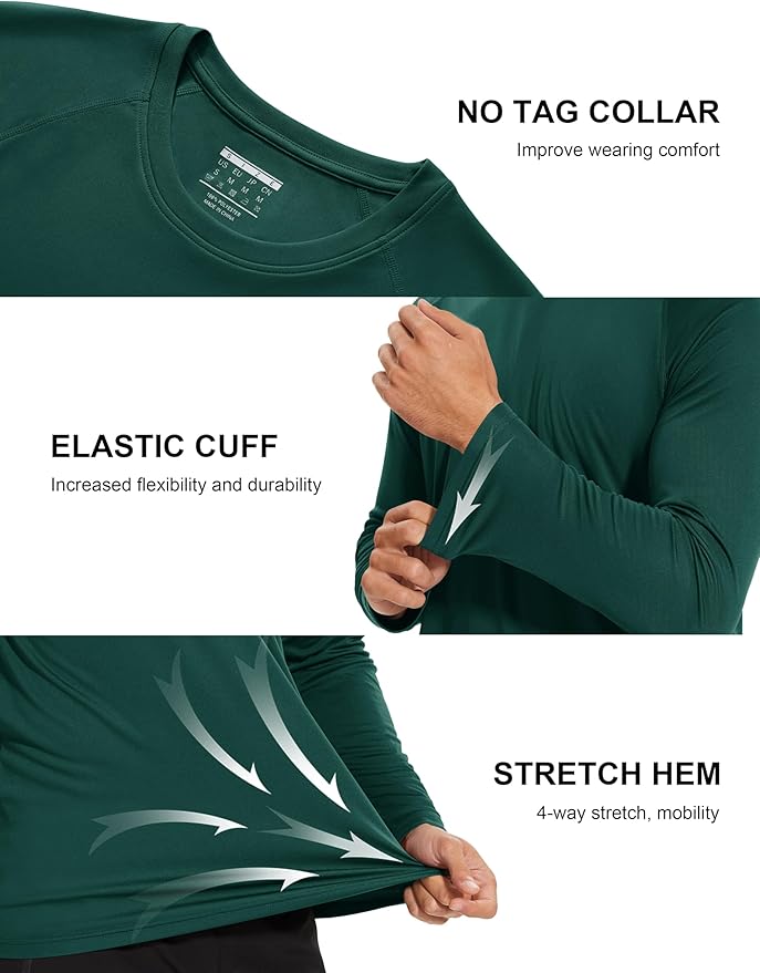 MAGCOMSEN Men's Long Sleeve Shirts UPF 50+ UV Sun Protection Athletic Shirts for Hiking Running Workout Rash Guard