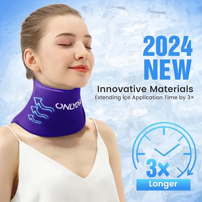 ONLYCARE Neck Ice Pack Wrap Gel - Upgraded Shoulder Ice Packs for Injuries Reusable, Hot and Cold Compress Ice Packs for Neck, Relief of Pain, Swelling, Sprains, Office Pressure