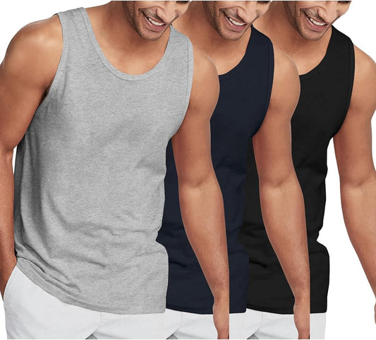 Hat and Beyond Mens Tank Top Soft Performance Boxing Gym Shirts Plain Muscle Tee