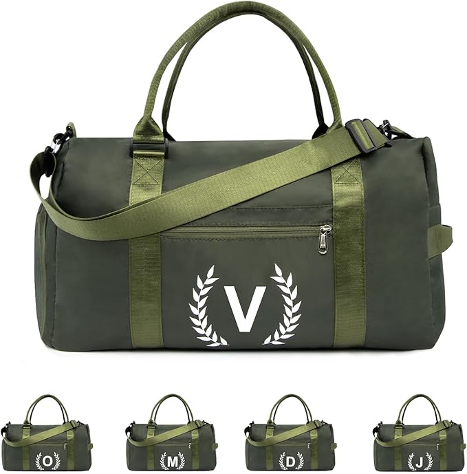 Gym Bag with Shoe Compartment - Personalized Monogrammed Duffle for Sports, Travel, and Workout with Initials