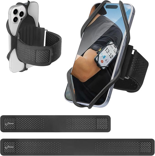 BONE Run Tie 3, Running Phone Armband, Skin-Friendly Silicone Sport Armband with Dual Layer Structure for Heat-Dissipation, Workout Phone Holder for iPhone and 4-7"-7.2" Smartphones (2-Size Combo)