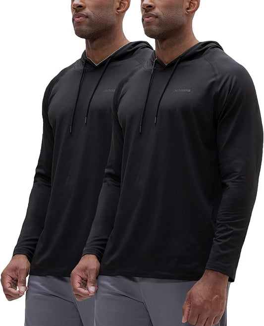 DEVOPS 2 Pack Men's Thermal Turtle Mock Neck Shirts, Compression Long Sleeve Tops and Hoodies