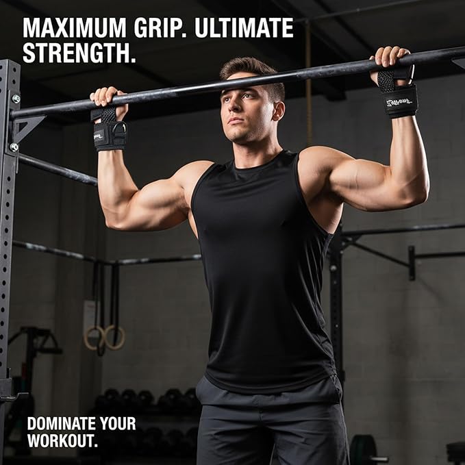 Weight Lifting Straps with Cuffed D Ring,Heavy Duty Thyick Comfortable Lifting Straps, Secure Fit, Enhanced Grip, Straps for Weightlifting & Gym Training