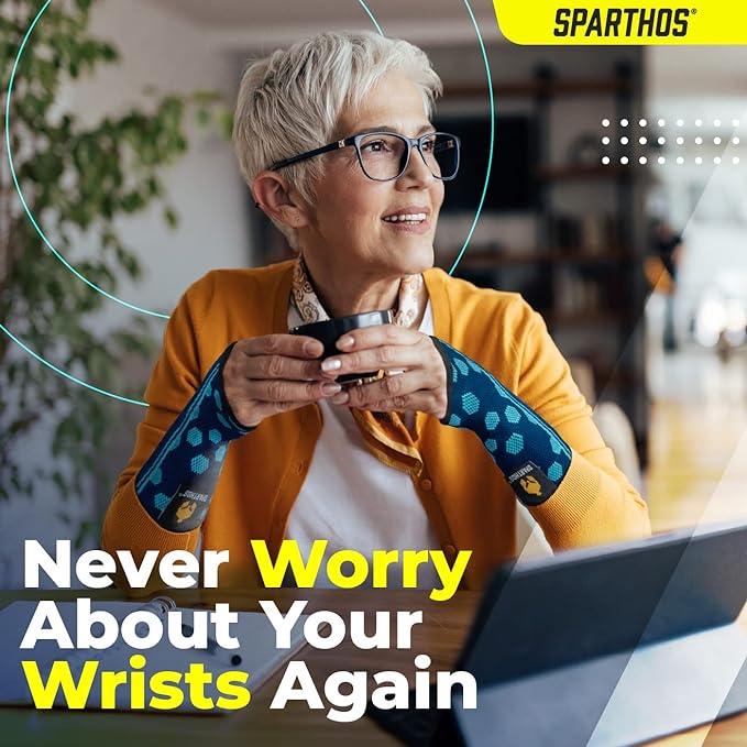Sparthos Wrist Support Sleeves (Pair) – Medical Compression for Carpal Tunnel and Wrist Pain Relief – Wrist Brace for Men and Women – Made from Innovative Breathable Elastic Blend