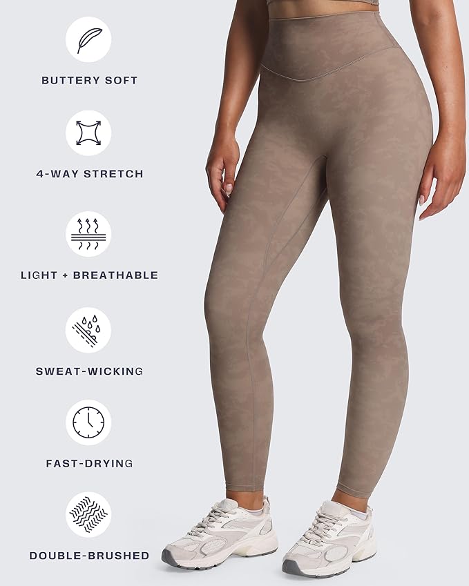 Aoxjox High Waisted Workout Leggings for Women Tummy Control Buttery Soft Yoga Metamorph Deep V Pants 26"