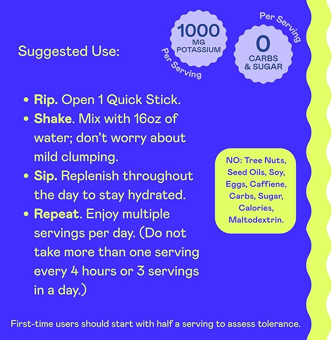 Hi-Lyte K1000 Electrolytes Sticks Lemonade Keto & Performance, 30 Servings - 1000mg Potassium + Magnesium, Sodium, Trace Minerals - 0 Carbs, 0 Sugar