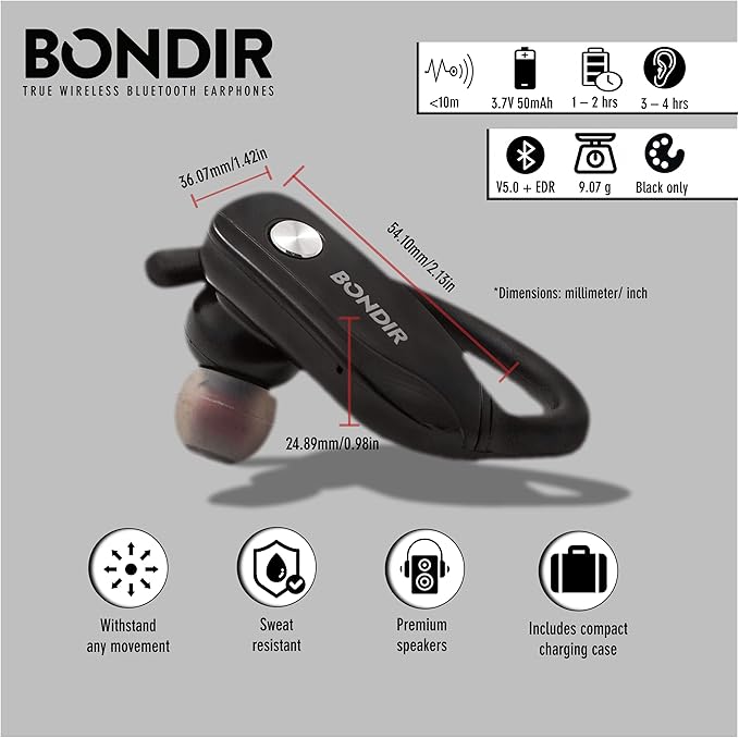 True Wireless Bluetooth Earphones (Black)