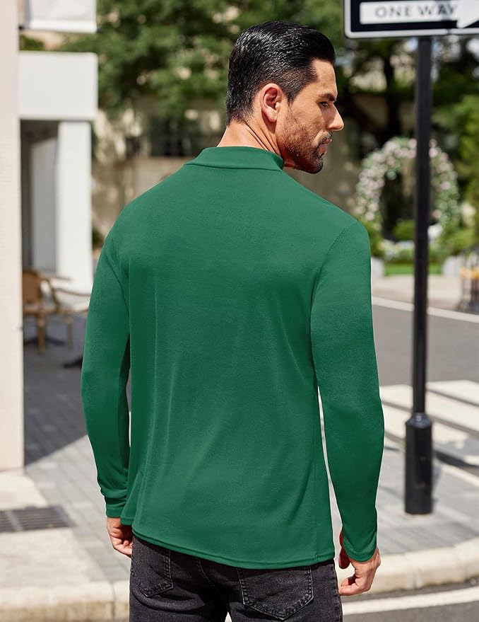 COOFANDY Mens Mock Turtleneck T-Shirts Long Sleeve Solid Color Tees Shirts Basic Casual Slim Fit Pullover T Shirts
