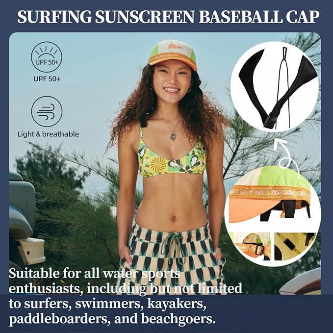 Vintage American-Style Sports Sunscreen Baseball Cap,Outdoor Camping Sunshade Waterproof and Non-Slip Surfing Hat Water Sport