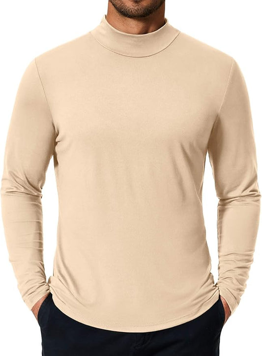 COOFANDY Mens Mock Turtleneck T-Shirts Long Sleeve Solid Color Tees Shirts Basic Casual Slim Fit Pullover T Shirts