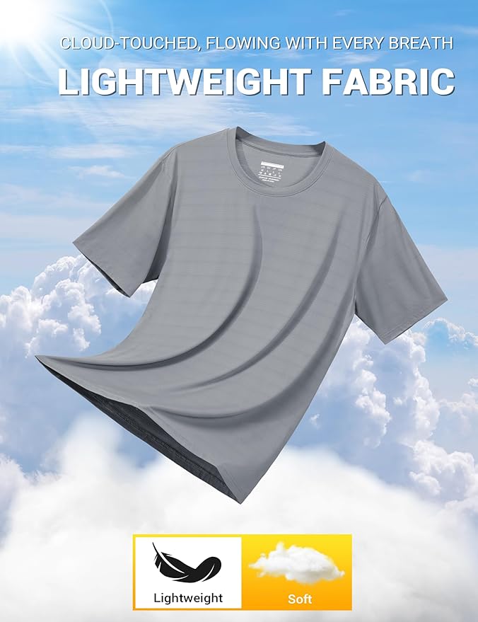 TACVASEN Men's Lightweight Athletic T-Shirts Quick Dry Workout Gym Tops Short Sleeve Running Tee Shirt Performance Activewear