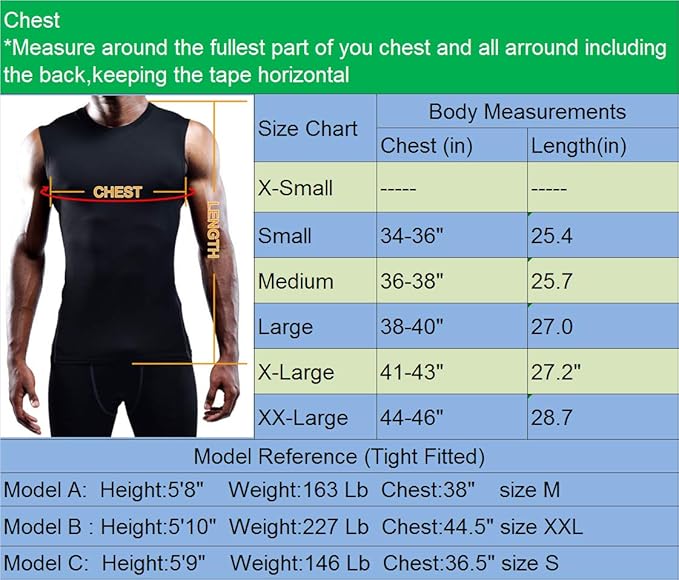 NELEUS Men's 3 Pack Dry Fit Compression Tank Top