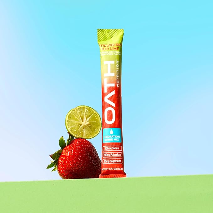 Oath Nutrition Hydration Electrolyte Powder, Complete Electrolyte Blend for Rapid Hydration and Muscle Support, 16 Single-Serve Packets, Strawberry Key Lime