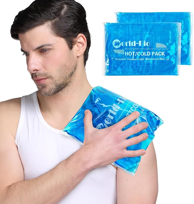Gel Ice Packs for Injuries Reusable Gel Cold Compress for Shoulder, Knee, Back and Neck - Hot and Cold Packs for Pain, Injury, Surgery - Flexible Soft Ice Pack for Injury (12.4" x 8.3" 2 Packs)