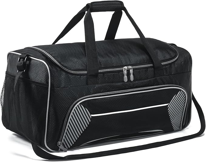 Mens Gym Bag 21 inch Large Overnight Weekender Duffle Bag for Travel Sport-Black/Grey