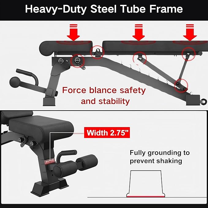 YOUTEN 1300 LB Weight Bench With Headrest Heavy Capacity | 9-4-4 90° Adjustable Incline Decline Exercise Chair for Home Gym More Stable and Durable | Foldable Training Lifting Bench | Dragon Flag Handle for Abdominal Arm Workout 2025 New Version
