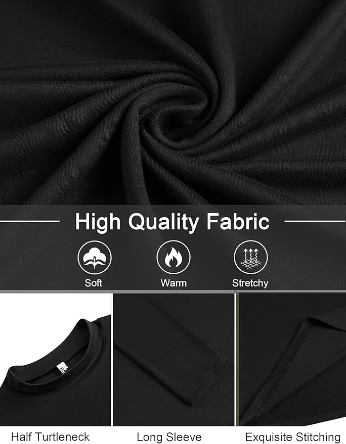 COOFANDY Mens Mock Turtleneck T-Shirts Long Sleeve Solid Color Tees Shirts Basic Casual Slim Fit Pullover T Shirts