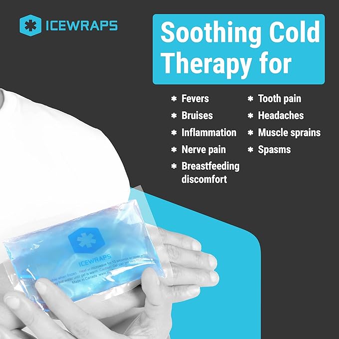 ICEWRAPS Hot & Cold Ice Packs - 3 x 5 in. Soft Gel Ice Packs – Reusable for Injuries Headaches, Joints, Fevers, & More – Made of Pro-Grade, Puncture-Proof Material (60 Packs)