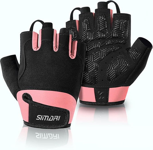 SIMARI Breathable Workout Gloves for Men & Women, Weight Lifting Gloves with Padded, Grip, Full Palm Protection, Gift for Gym Exercise, Cycling, Weightlifting Training, Fitness, Black, Pink, Size