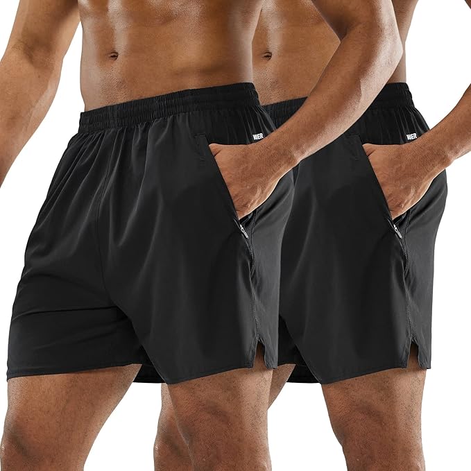 MIER Men's Workout Running Shorts Quick Dry Active 5 Inches Shorts with Pockets, Lightweight, Breathable