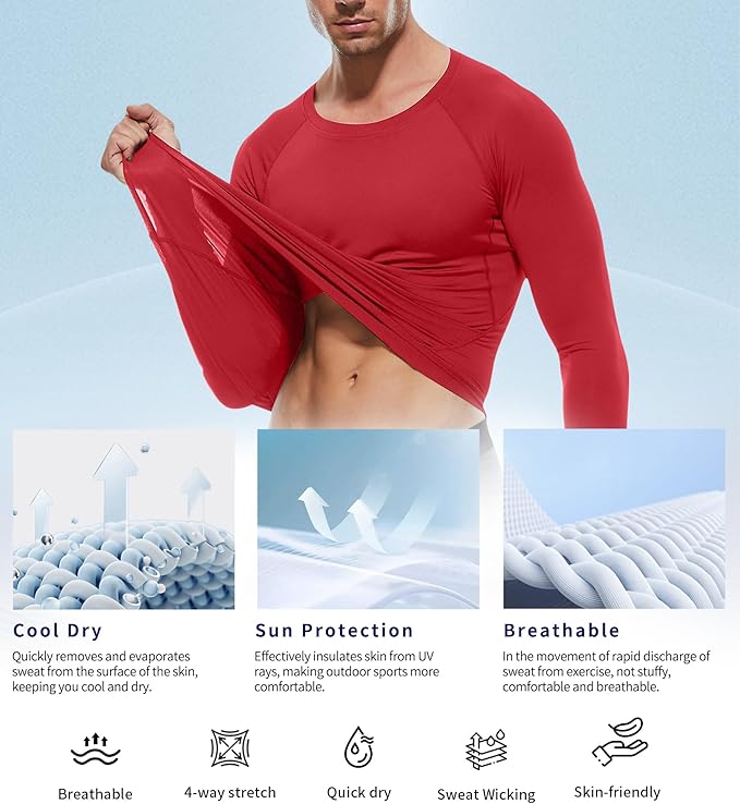 Compression Shirt Men Long Sleeve Quick Dry T-Shirt Athletic Workout Base Layer Running Sports Gym Undershirts