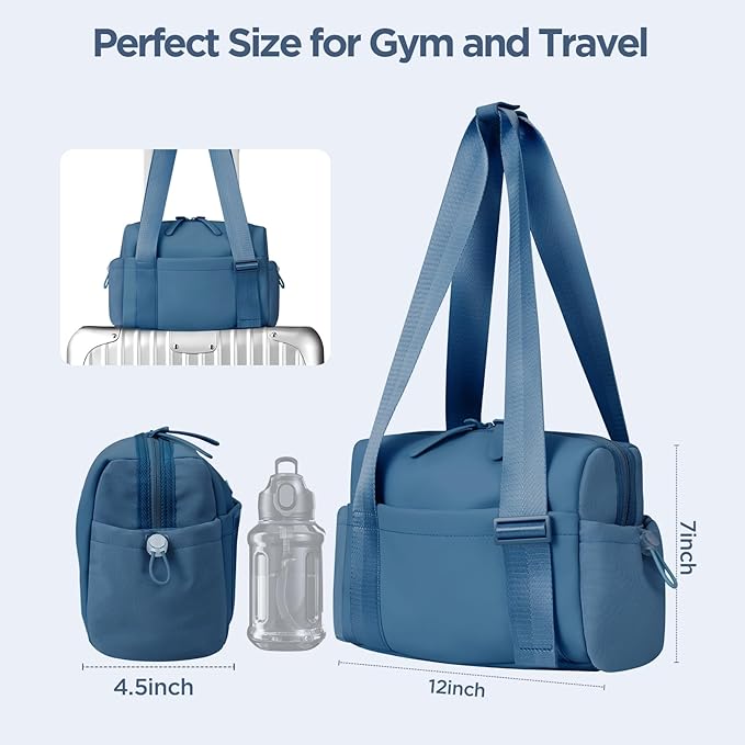 Mini Gym Bag for Women Girls Small Gym Tote Bag with Wet Compartment Waterproof Travel Duffle Bag Cute Workout Sport Bag