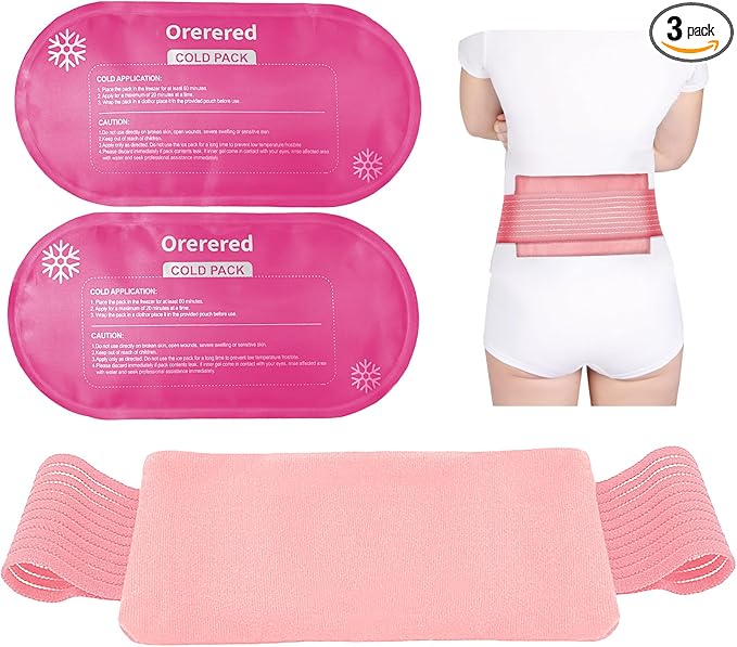 Ice Packs for Injuries Reusable, 3-Piece Set Soft Cold Gel Soft Ice Wrap for Injury, Alleviate Joint and Muscle Pain - Adjustable & Flexible Ice Wrap for Back, Shoulders, Neck, Arm and Legs Pink