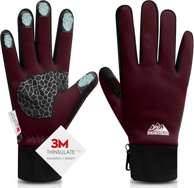 Bruvoalon Winter Gloves for Women & Men, 3M Thermal Insulation, Lycra Fabric, Windproof, Touchscreen, Anti-Slip, Cold Weather