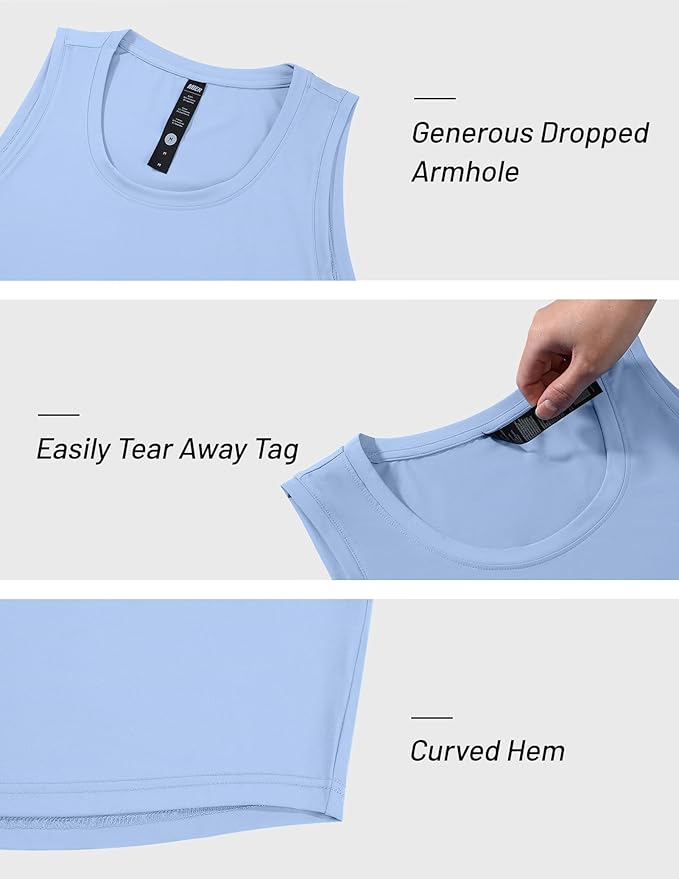 MIER Men's Tank Tops Workout Sleeveless Tee Shirts Muscle Athletic Gym Running Beach Tanks for Men, Quick Dry