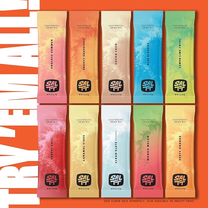 SALTT Electrolytes Powder Flavored Drink Mix - Booyah Berry - 30 Hydration Packets - Magnesium, Potassium, Sodium, Trace Minerals - Zero Sugar & Gluten Free - Travel Essentials