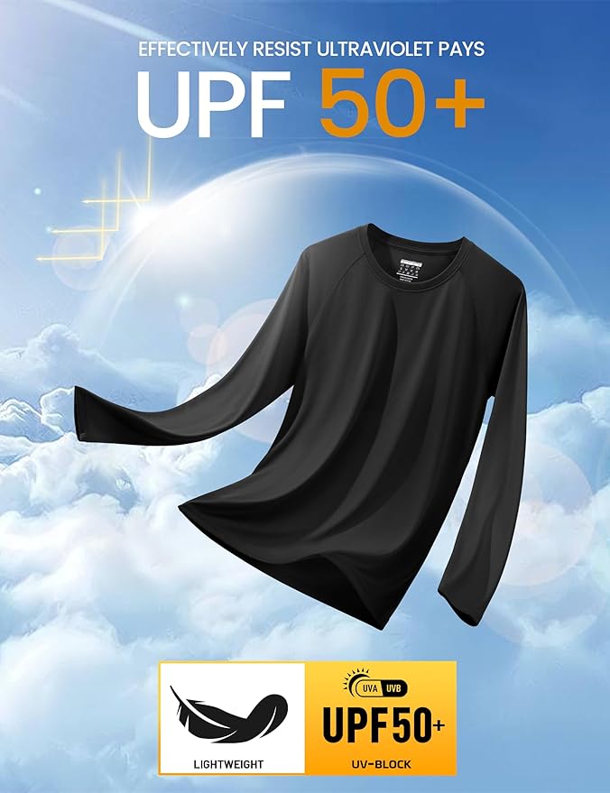MAGCOMSEN Men's Long Sleeve Shirts UPF 50+ UV Sun Protection Athletic Shirts for Hiking Running Workout Rash Guard